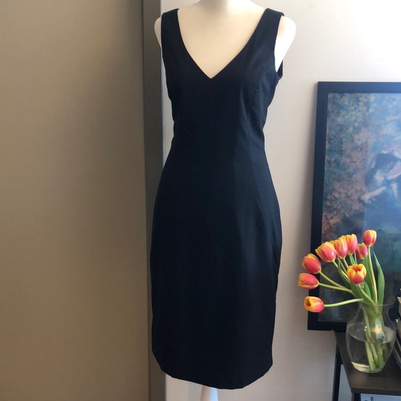 United Colors of Benetton Navy Blue Pinstripe V-Neck Work Dress Suiting Office